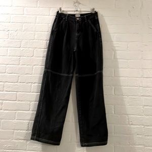 baggy black with white stitch jeans